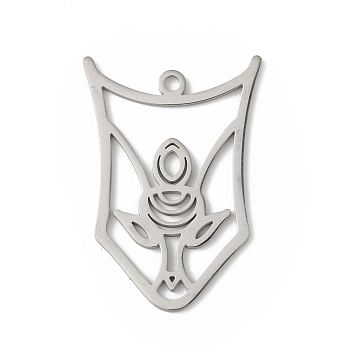 304 Stainless Steel Pendants, Cat Buster Charm, Stainless Steel Color, 30x20x0.9mm, Hole: 1.6mm