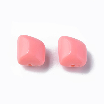 Opaque Acrylic Beads, Polygon, Light Coral, 17.5x15.5x11mm, Hole: 2mm, about 230pcs/500g