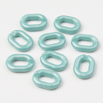 Opaque Acrylic Linking Rings, Quick Link Connectors, For Jewelry Cable Chains Making, Oval, Pale Turquoise, 19x14x4mm, Inner Diameter: 10.5x5.5mm, about 746pcs/500g