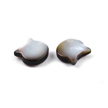 Natural Black Lip Shell Beads, Cat Head, 10x10x4mm, Hole: 0.7mm