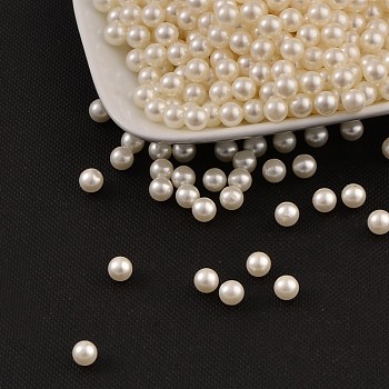 Imitation Pearl Acrylic Beads, No Hole, Round, Beige, 4mm, about 10000pcs/bag
