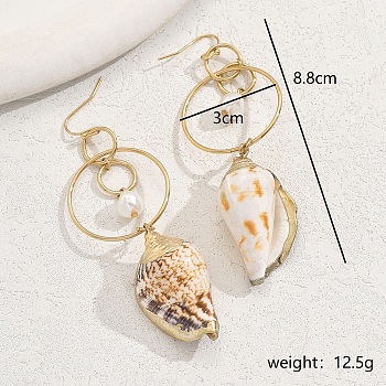 Shell & Imitation Pearl Seashell Earrings for Women