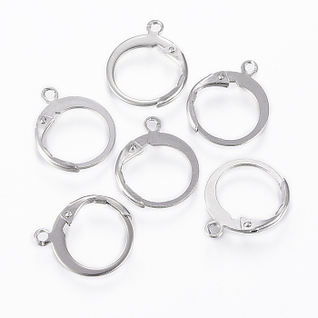 304 Stainless Steel Leverback Earring Findings, with Loop, Stainless Steel Color, 14.5x12x2mm, Hole: 1.2mm, Pin: 0.8x1mm