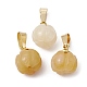 Natural Yellow Aventurine Pumpkin Charms with Golden Tone 304 Stainless Steel Snap on Bails(PALLOY-JF02349-02)-1