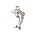 Marine Organism Theme 304 Stainless Steel Charms, Stainless Steel Color, Dolphin, 13.5x6.5x2mm, Hole: 1mm(STAS-Z179-40P-08A)