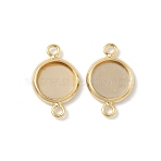 Flat Round Brass Connector Cabochon Settings, Rack Plating Round Blank Bezel Trays, Long-Lasting Plated, Lead Free & Cadmium Free, Real 24K Gold Plated, Tray: 8mm, 16x10x2mm, Hole: 1.4mm(KK-K414-13F-G)