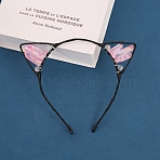 Natural Rose Quartz Hair Bands, Cat Ear Hair Bands, for Women Girls , 160x156x50mm(PW-WG22359-02)