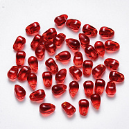 Imitation Jade Glass Charms, Teardrop, Red, 9x6x6mm, Hole: 1mm(GLAA-R211-03-A01)