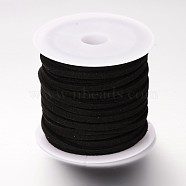 Faux Suede Cord, Faux Suede Lace, Black, 3x1.5mm, about 5.46 yards(5m)/roll, 25rolls/bag(LW-R003-01)