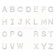304 Stainless Steel Alphabet Charms, Letter A~Z, Stainless Steel Color, 11~12x5.5~11x0.5~0.8mm, Hole: 1mm, 26pcs/set(X-STAS-O073-01)