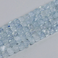 Natural Aquamarine Beads Strands, Faceted, Cube, 4~5x4~5x4~5mm, Hole: 0.7mm, about 72~76pcs/strand, 15.55 inch(39.5cm)(G-E560-A03-4mm)