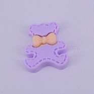Opaque Frosted Resin Cabochon, Bear, Purple, 21.5x18.5x4.5mm(RESI-WH0009-09)