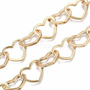 Alloy Chains, Heart Link Chains, Long-Lasting Plated, Unwelded, Cadmium Free & Nickel Free & Lead Free, Golden, Heart: 16x19.5x2mm(LCHA-T001-09LG-NR)