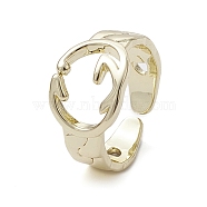Rack Plating Brass Open Cuff Rings, Hollow, Real 18K Gold Plated, US Size 4 1/2(15.2mm)(RJEW-K257-09G)