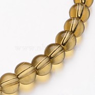 Glass Round Bead Strands, Tan, 6mm, Hole: 1mm, about 50pcs/strand, 11 inch(GLAA-I028-6mm-15)