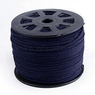 Faux Suede Cords, Faux Suede Lace, Midnight Blue, 1/8 inch(3mm)x1.5mm, about 100yards/roll(91.44m/roll), 300 feet/roll(LW-S028-18)