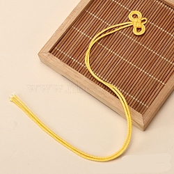 Polyester Chinese Knot Tassel Big Pendants, Yellow, 400mm(PW-WG21428-02)