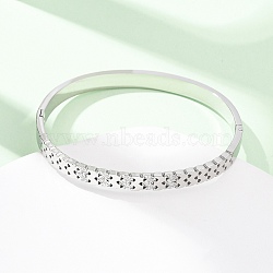 304 Stainless Steel Micro Pave Cubic Zirconia Hinged Bangles for Women, Butterfly, Stainless Steel Color, Inner Diameter: 2-1/4x1-7/8 inch(5.85x47.5cm)(BJEW-Z146-02P)