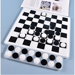 Chess Pieces & Chessboard Silicone Molds, For DIY UV Resin, Epoxy Resin Children and Adults, Chessboard Grid Crafts, White, 330x275x23x8.5mm, Inner Size: 258x258mm(X-DIY-J003-04)