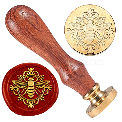 Wax Seal Stamp Set, Sealing Wax Stamp Solid Brass Head,  Wood Handle Retro Brass Stamp Kit Removable, for Envelopes Invitations, Gift Card, Bees, 83x22mm(AJEW-WH0208-1068)
