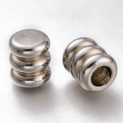 304 Stainless Steel Cord End Caps, Grooved Column, Stainless Steel Color, 12x10mm, Hole: 5.5mm(STAS-H108-09P)