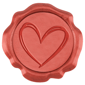 50Pcs Adhesive Wax Seal Stickers, Envelope Seal Decoration, For Craft Scrapbook DIY Gift, Indian Red, Heart, 30mm