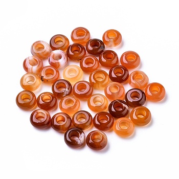 Natural Banded Agate European Beads, Large Hole Beads, Rondelle, 12x6mm, Hole: 5mm