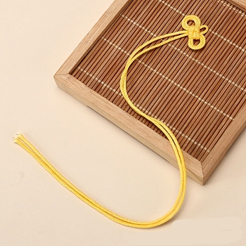 Polyester Chinese Knot Tassel Big Pendants, Yellow, 400mm