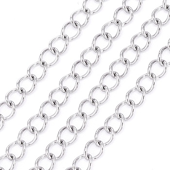 304 Stainless Steel Curb Chains, Twisted Chains, Soldered, Stainless Steel Color, 4x3x0.6mm