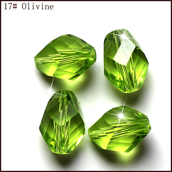 Imitation Austrian Crystal Beads, Grade AAA, Faceted, Bicone, Yellow Green, 8x10.5mm, Hole: 0.9~1mm