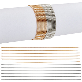 60Pcs 2 Colors Steel Wire Spring Stretch Bracelets Set, Guitar String Coil Bracelets for Women, Golden & Stainless Steel Color, 7-3/8 inch(18.8cm), 30Pcs/color