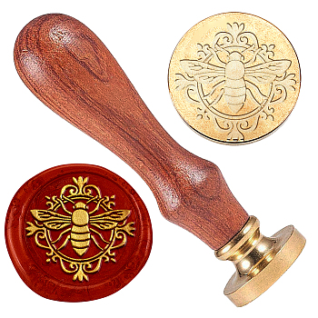Wax Seal Stamp Set, Sealing Wax Stamp Solid Brass Head,  Wood Handle Retro Brass Stamp Kit Removable, for Envelopes Invitations, Gift Card, Bees, 83x22mm