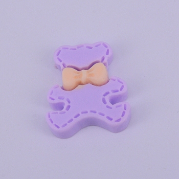 Opaque Frosted Resin Cabochon, Bear, Purple, 21.5x18.5x4.5mm