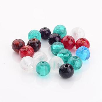 Handmade Silver Foil Glass Beads, Round, Mixed Color, 9.5~10.5mm, Hole: 1~2mm