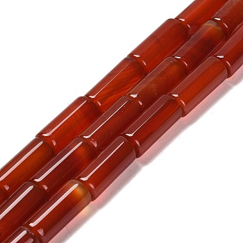 Natural Red Agate Beads Strands, Column, Dyed & Heated, 18.5~19x8~8.5mm, Hole: 1.4mm, about 20pcs/strand, 14.80~14.96''(37.6~38cm)