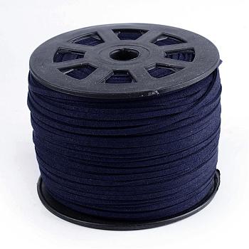 Faux Suede Cords, Faux Suede Lace, Midnight Blue, 1/8 inch(3mm)x1.5mm, about 100yards/roll(91.44m/roll), 300 feet/roll
