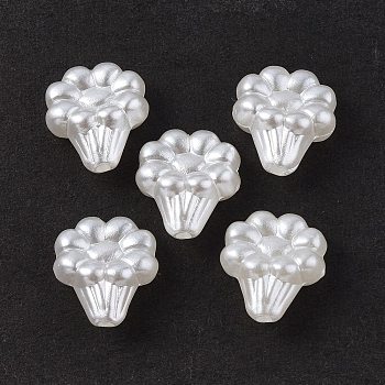 ABS Imitation Pearl Beads, Morning Glory Flower, White, 12.5x11x6mm, Hole: 1.5mm, about 1394pcs/500g