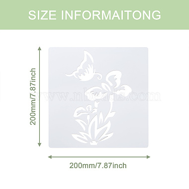 2 ensemble carré avec pochoir de dessin pour animaux de compagnie à motif floral et papillon(DIY-CW0001-12)-4