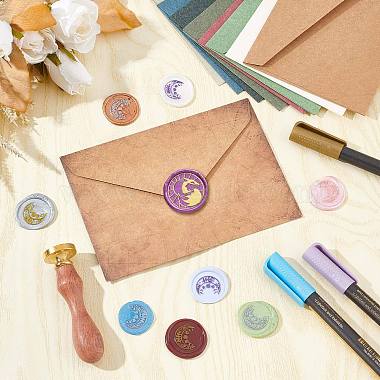 Brass Wax Seal Stamps with Rosewood Handle(AJEW-WH0412-0167)-4