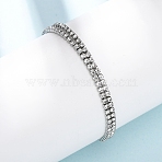 304 Stainless Steel Rhinestone Cup Chain Bracelets, Double Layers Bracelets for Women, Stainless Steel Color, 6.50 inch(16.5cm)(BJEW-P376-01P)