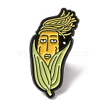 Enamel Pins, Black Alloy Lapel Pin Backs for Backpack Clothes, Lawn Green, Anthropomorphic Corn, 27x14mm(JEWB-B039-02EB-01)