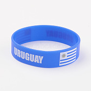 Silicone Wristbands Bracelets, Cord Bracelets, Uruguay, Blue, 202x19x2mm(BJEW-K168-01D)