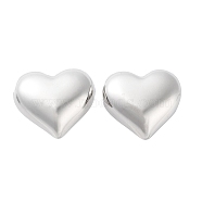 Brass Stud Earrings for Women, Heart, Platinum, 17x18mm(EJEW-D088-05P)