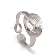 304 Stainless Steel Cuff Rings, Hollow Out Infinity Element Ring for Women, Stainless Steel Color, 2.8~9.5mm, Inner Diameter: 16.9mm(RJEW-G285-78P)