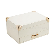 Imitation Leather Jewelry Box, for Pendant, Ring and Bracelet Packaging Box, White, 23x17x12cm(PW-WG75987-01)