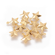 304 Stainless Steel Charms, Star, Golden, 14.7x12.3x4.3mm, Hole: 1mm(STAS-G191-05G)