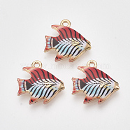 Printed Alloy Pendants, with Enamel, Tropical Fish, Light Gold, Colorful, 16.5x16.5x2.5mm, Hole: 1.5mm(X-PALLOY-T072-032LG)