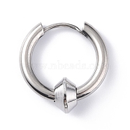 304 Stainless Steel Hoop Earrings, Geometric Earring for Women Men, Bicone, 17mm, Pendant: 7x4mm, Pin: 1mm(STAS-B030-03B)