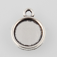 Tibetan Style Antique Silver Alloy Flat Round Pendant Cabochon Settings, Cadmium Free & Lead Free, Tray: 8mm, 14x11x2mm, Hole: 1mm, about 1666pcs/1000g(TIBEP-M022-26AS)