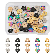 Pet 60Pcs 15 Style 304 Stainless Steel Beads,  Triangle & Heart & Star, Mixed Color, 8x8x1mm, Hole: 1.5mm, 4pcs/style(STAS-MP0001-11)